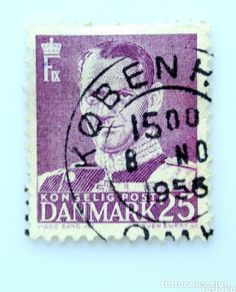 Timbres: SELLO POSTAL DINAMARCA 1955 , 25 ore, REY FREDERIK IX